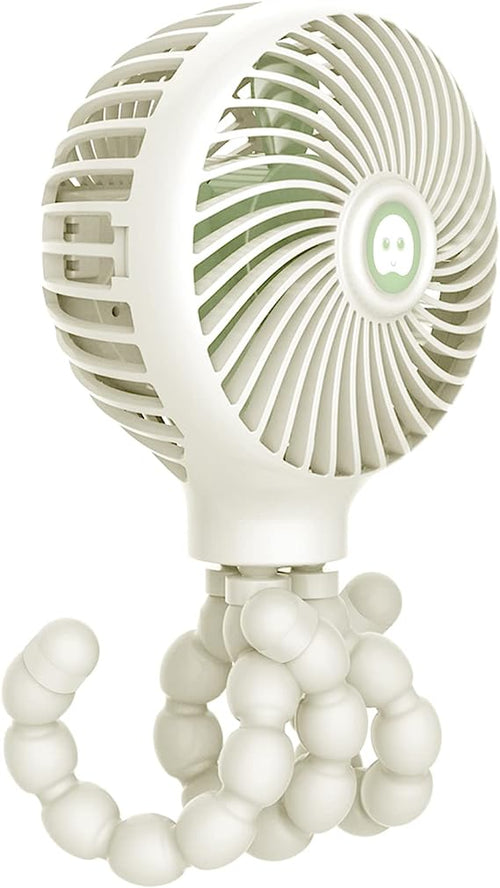 Mini Handheld Stroller Fan, Personal Portable Baby Fan with Flexible Tripod, 2023 Upgraded Version, Gift for Children, Rechargeable Fan for Office Room Car Traveling BBQ Gym Fan (White)